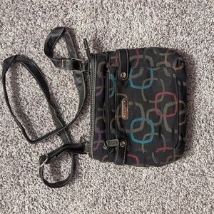 Rosetti crossbody purse, black with color pattern
